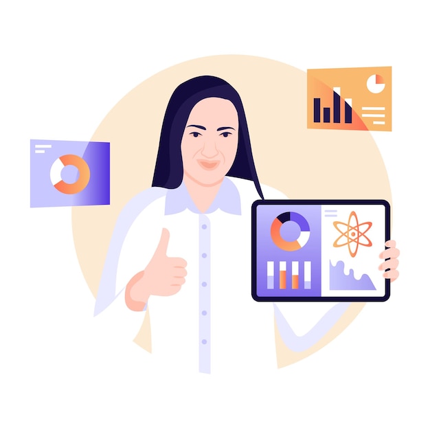 Flat illustration of online analysis is up for premium use