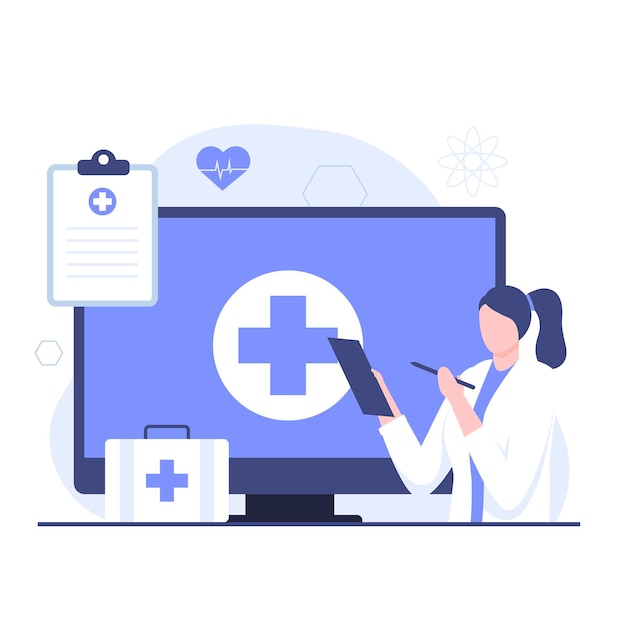 Flat illustration of online doctor concept. Illustration for websites, landing pages, mobile applications, posters and banners