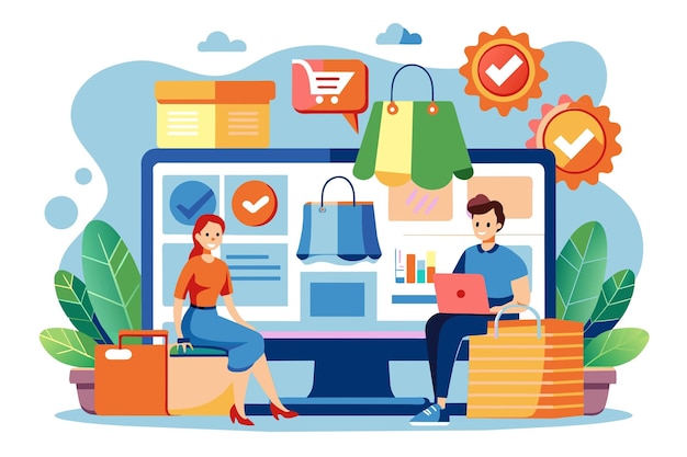 Flat illustration of online store vector illustration