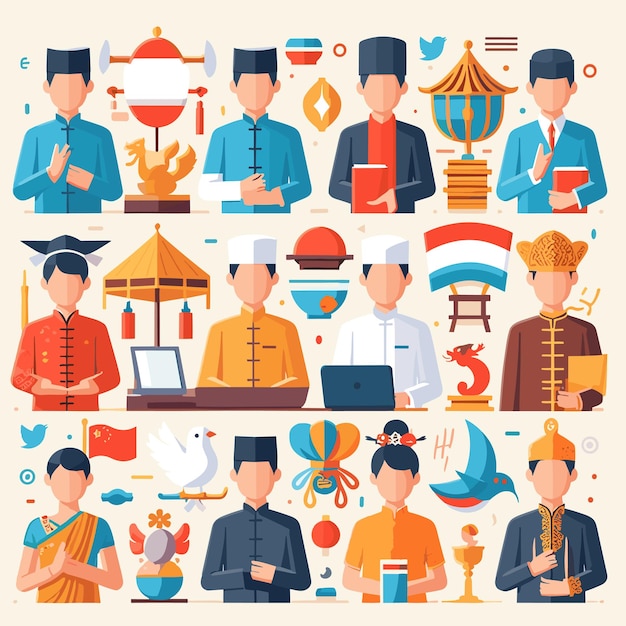 Vector a flat illustration of people with diverse ethnicies