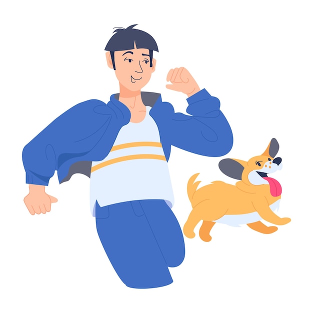 A flat illustration of pet playing