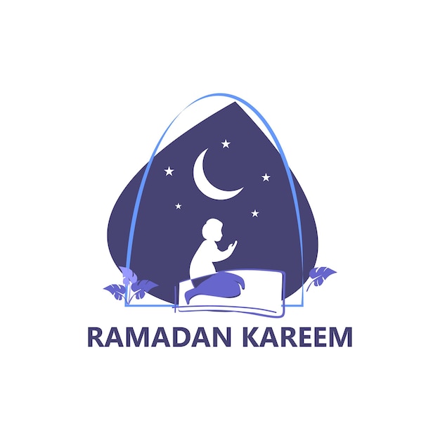 flat illustration of prayer in holy night or ramadan vector