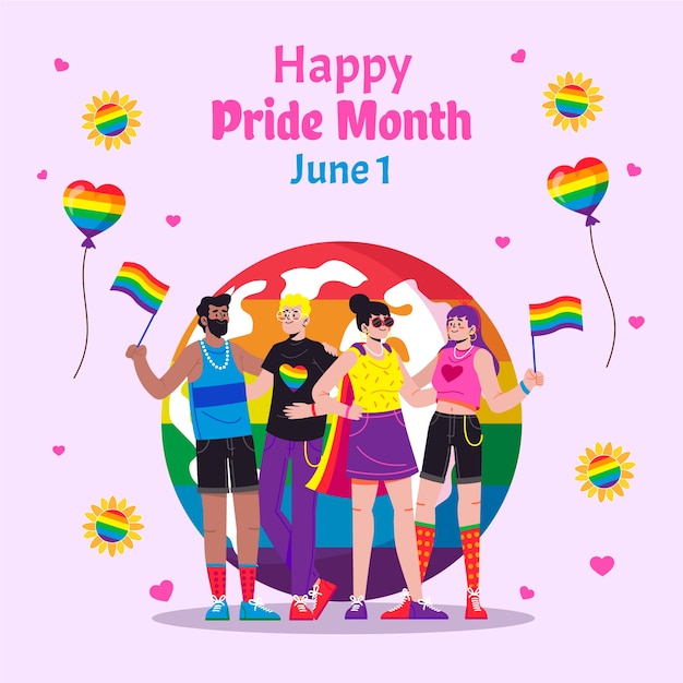 Flat illustration for pride month celebration