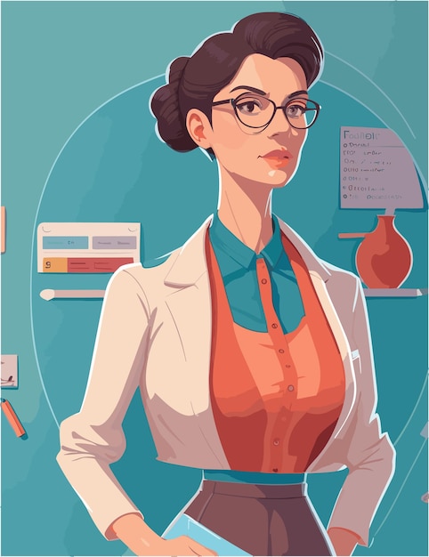 A flat illustration of professor with simple background