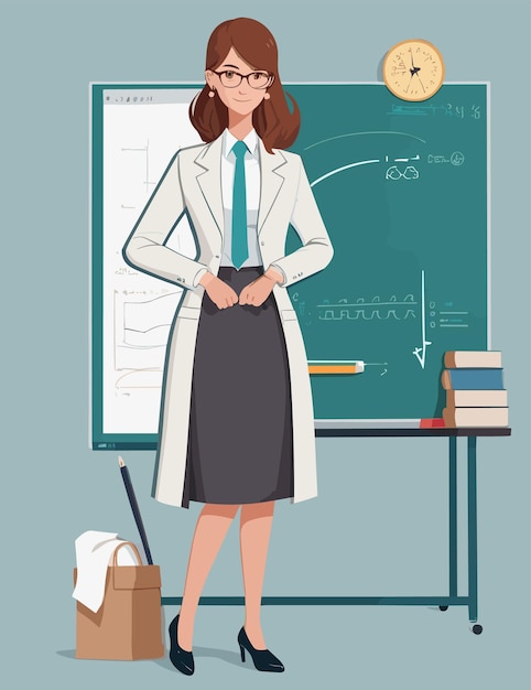 A flat illustration of professor with simple background