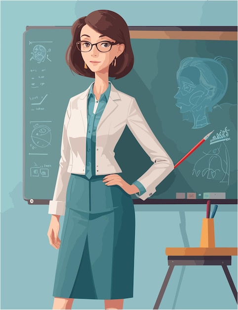 A flat illustration of professor with simple background