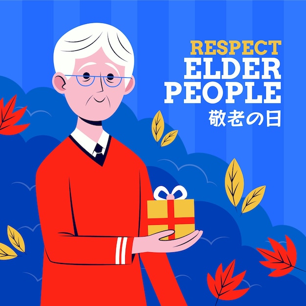 Flat illustration for respect for the aged day