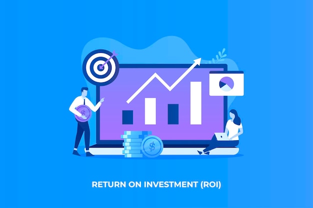 Flat illustration of Return on investment concept for websites landing pages