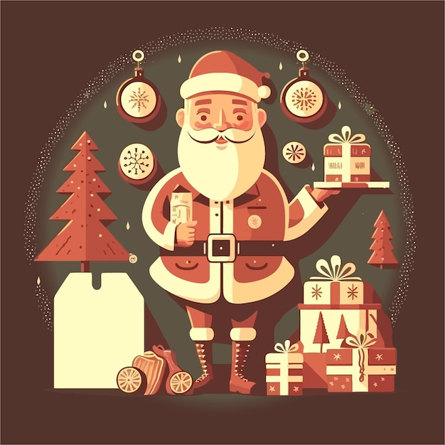 Flat illustration Santa Claus with gifts