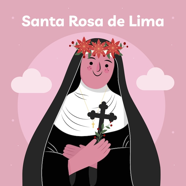 Flat illustration for santa rosa de lima religious celebration