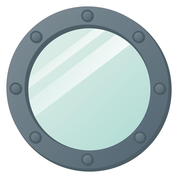 Flat illustration of sea ship illuminator porthole