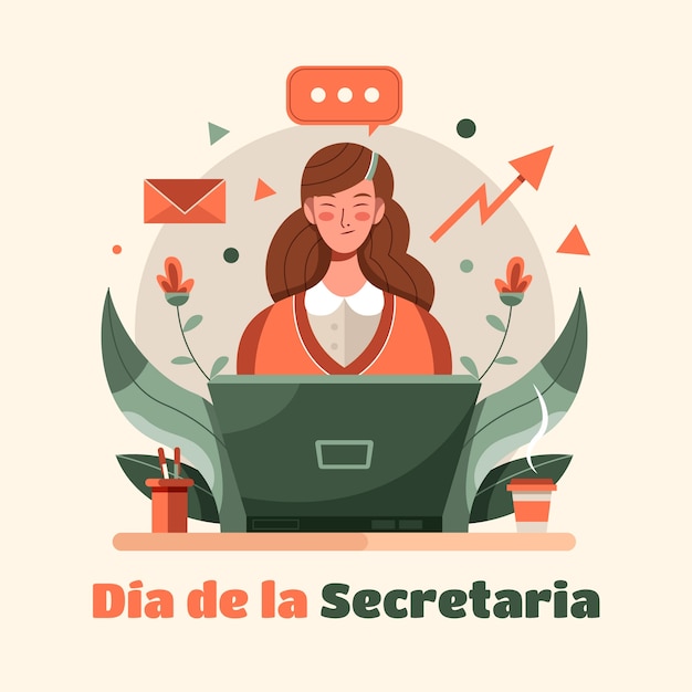 Flat illustration for secretary's day celebration