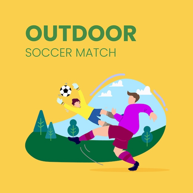 Flat illustration soccer football design outdoor match