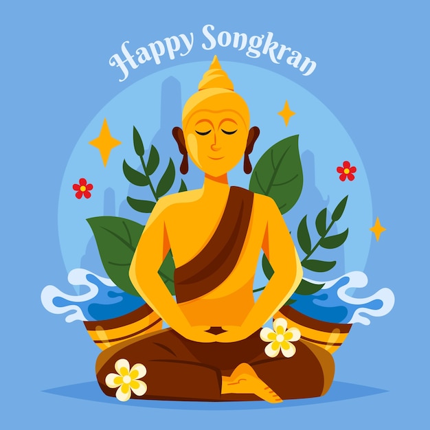 Flat illustration for songkran water festival celebration