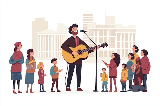 Vector flat illustration of street performance