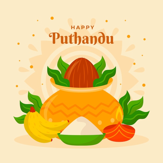 Flat illustration for tamil new year celebration