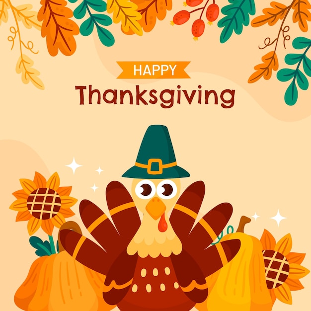 Flat illustration for thanksgiving celebration