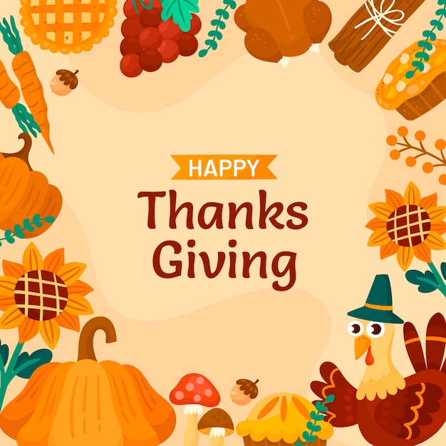 Flat illustration for thanksgiving celebration