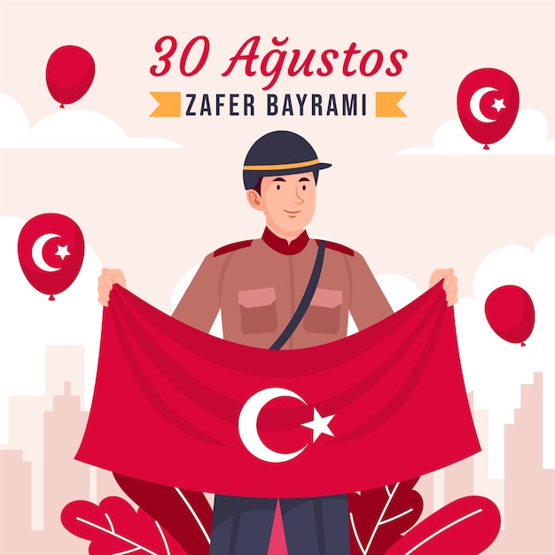 Flat illustration for turkish armed forces day celebration