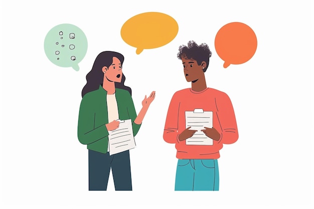 Flat Illustration of Two People Interviewing