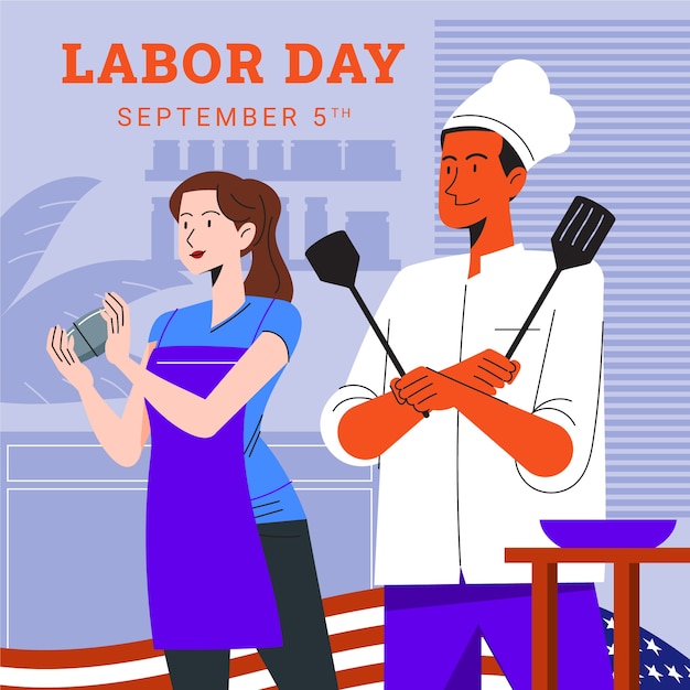 Flat illustration for us labor day celebration