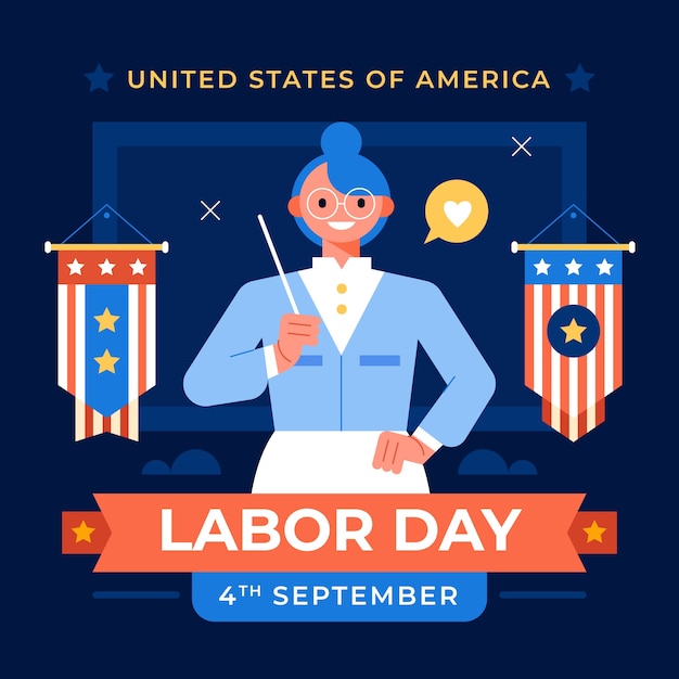 Flat illustration for us labor day celebration