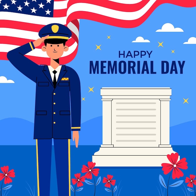 Flat illustration for usa memorial day celebration