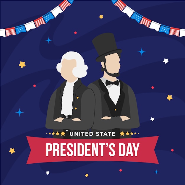 Flat illustration for usa presidents day holiday