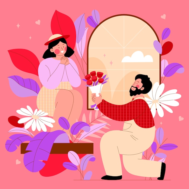 Flat illustration for valentines day celebration