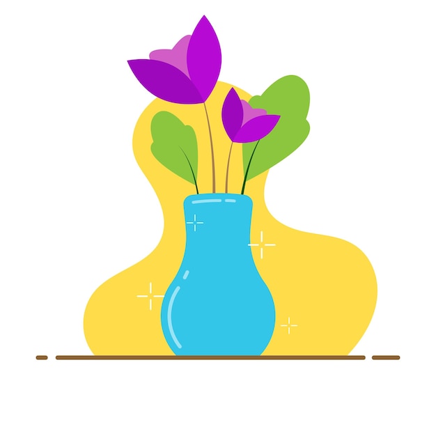 Flat illustration of vase with flowers