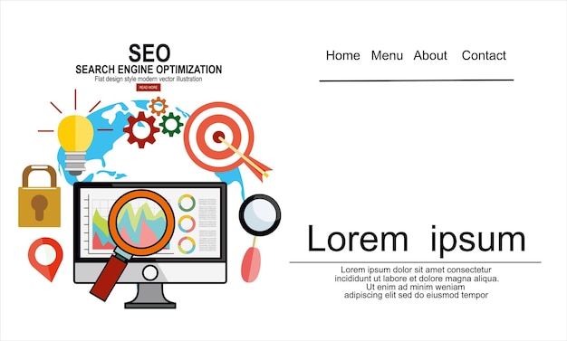 Flat illustration web analytics design , SEO optimization.