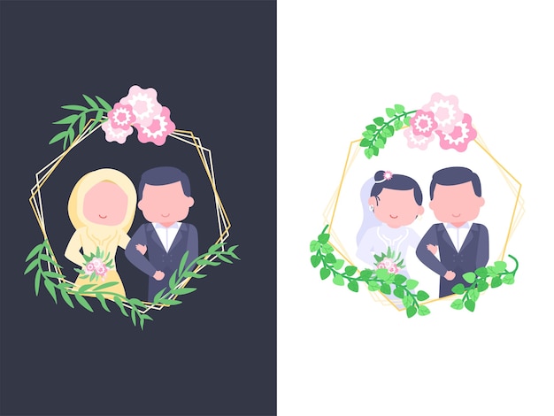 Flat illustration wedding couple collection