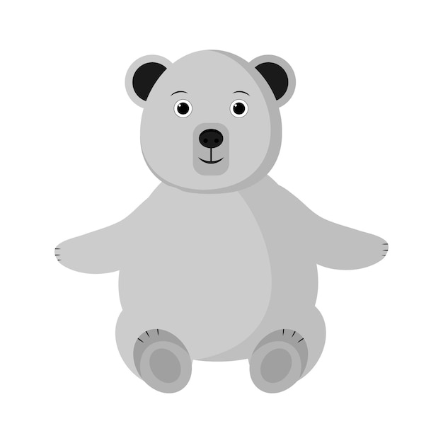 Flat illustration of white bear in vector Polar bear icon Arctic animal icon