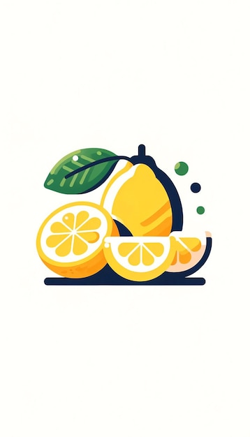 Flat illustration of whole halved and sliced lemons