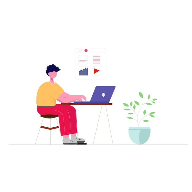 Flat illustration working home