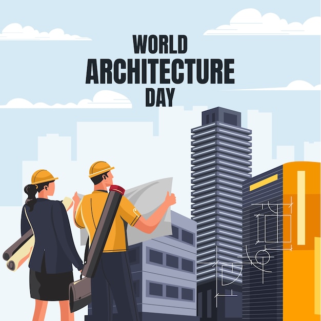 Flat illustration for world architecture day