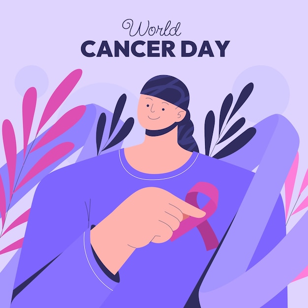 Flat illustration for world cancer day awareness