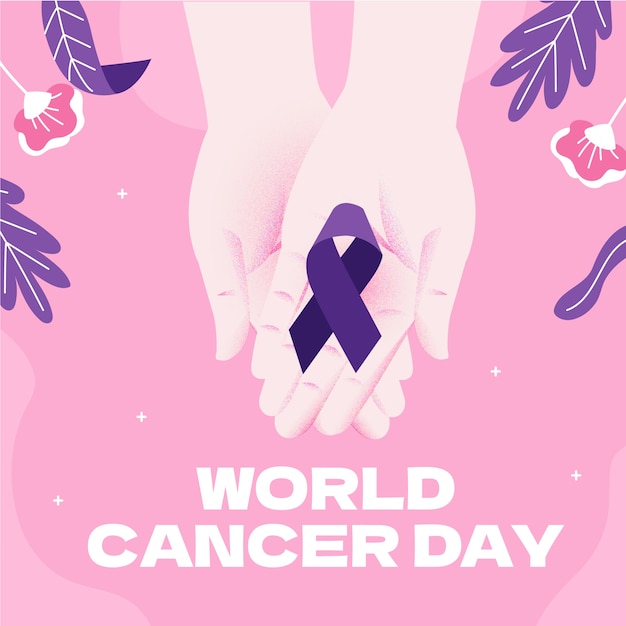 Flat illustration for world cancer day awareness