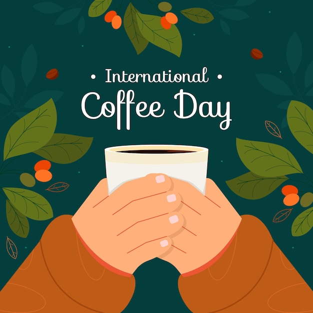 Flat illustration for world coffee day celebration