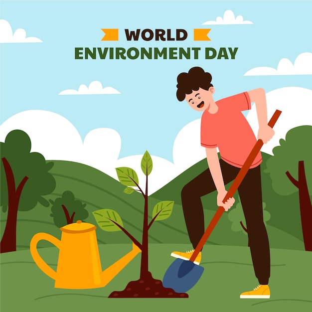 Flat illustration for world environment day celebration