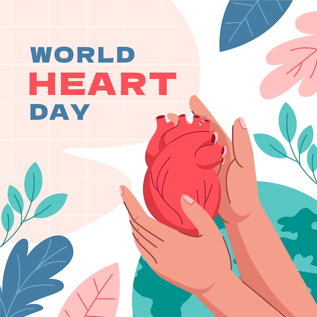 Flat illustration for world heart day awareness