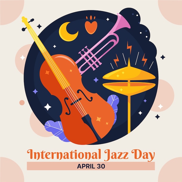 Flat illustration for world jazz day music celebration