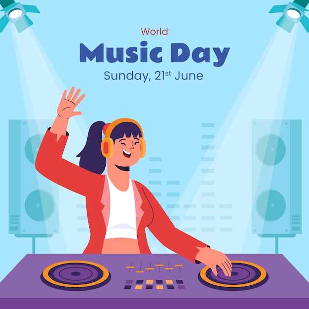 Flat illustration for world music day celebration