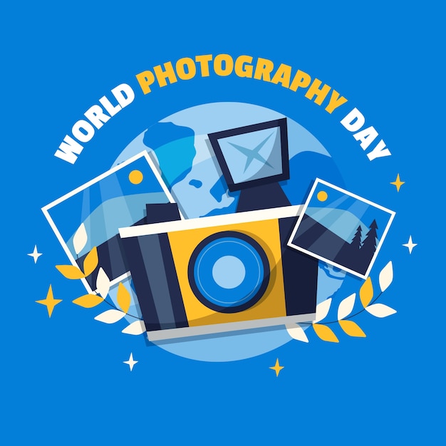 Flat illustration for world photography day celebration