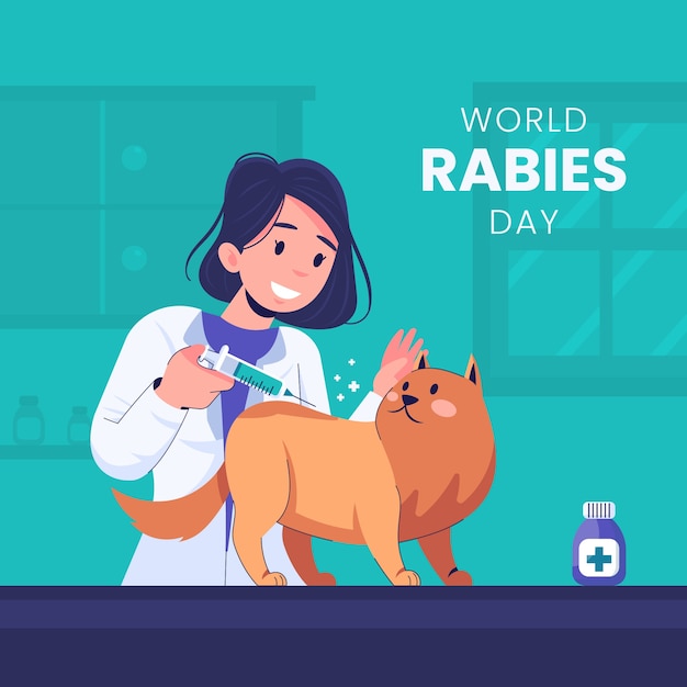 Flat illustration for world rabies day