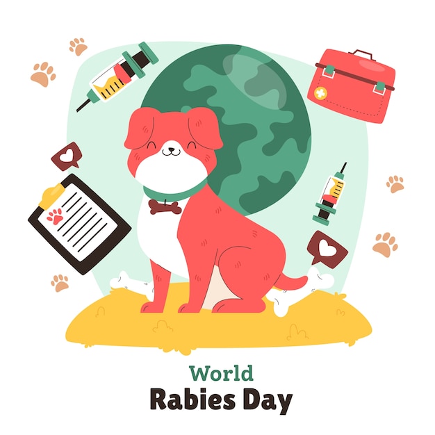 Flat illustration for world rabies day