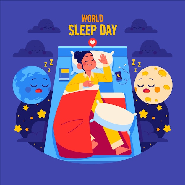 Flat illustration for world sleep day