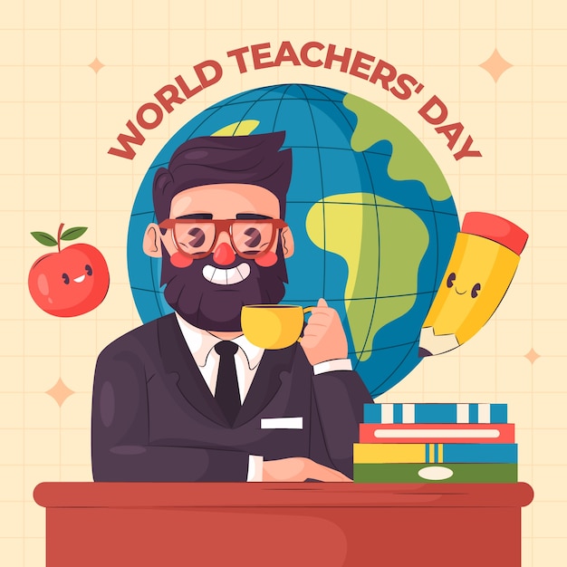 Flat illustration for world teacher's day celebration