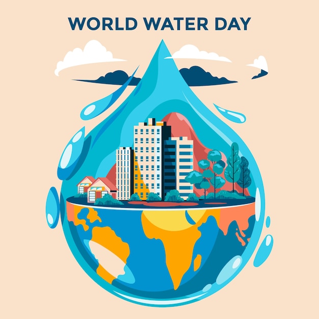 Flat illustration for world water day awareness