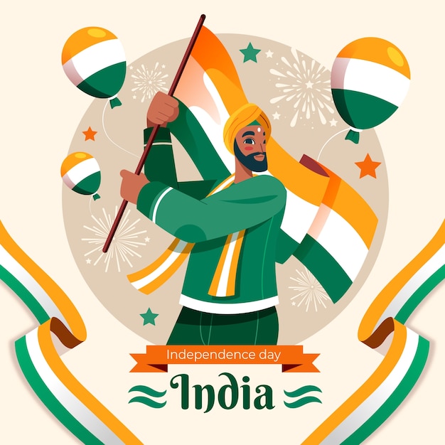 Flat india independence day illustration